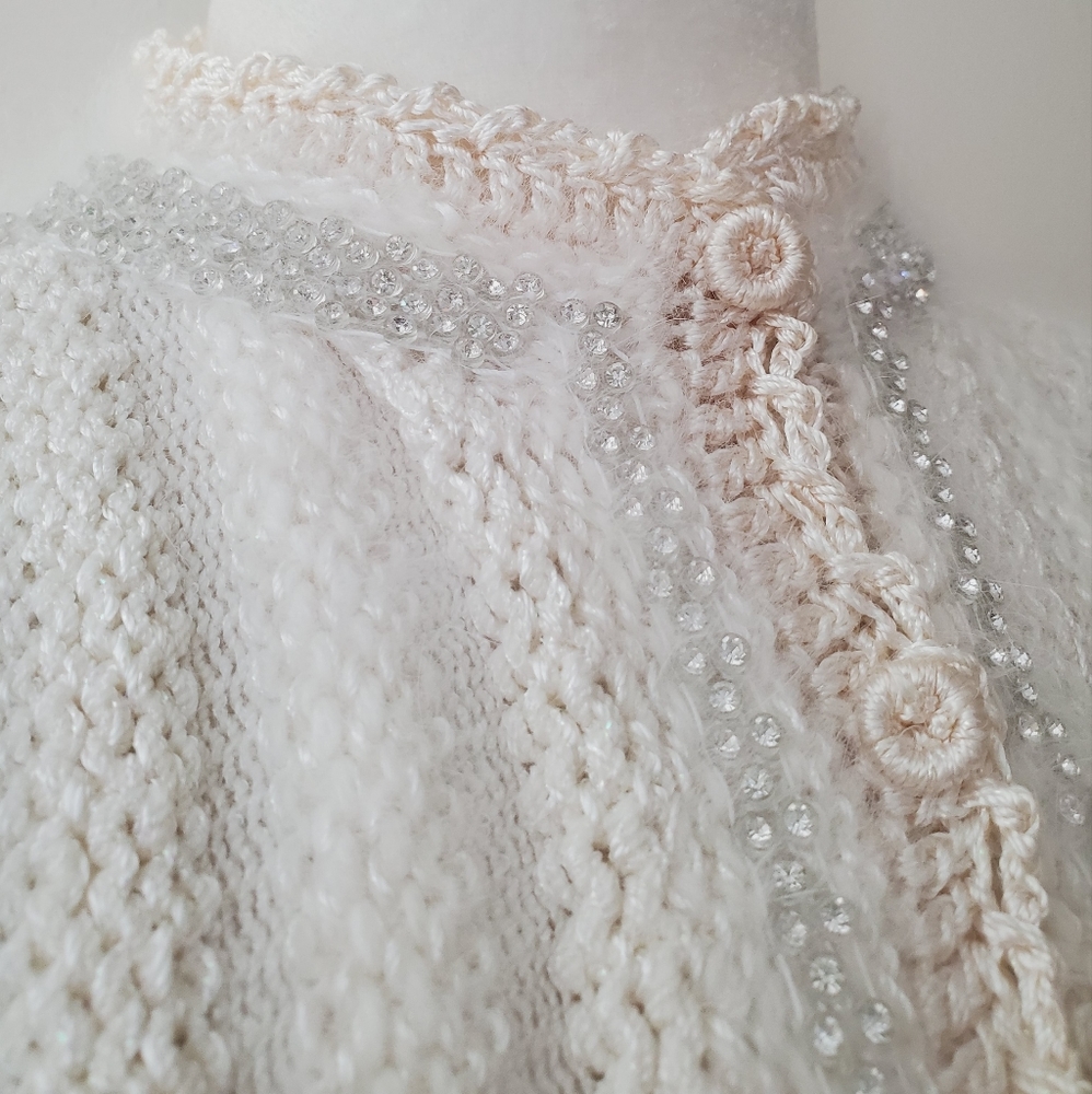 Antonella Preve Angora Silk Embellished Cardigan - Picture 4 of 14
